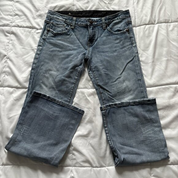 Rerock For Express Jeans Womens 8S Blue Denim Cotton Low Rise Boot Cut VTG Y2K - Picture 1 of 15